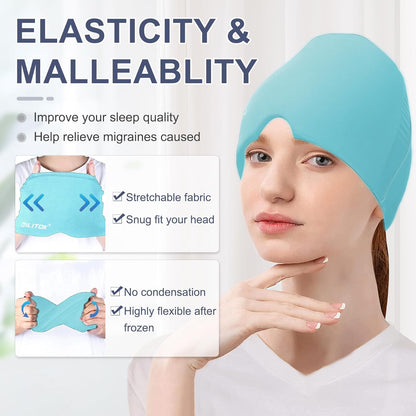 Migraine Relief Cap for Migraines, Headaches, Sinuses, Tension Relief Headache Relief Cap Hot and Cold Therapy Relaxing Thermax Migraine Cap, Migrane Relaxing Cap - Multicolor GenzVybs