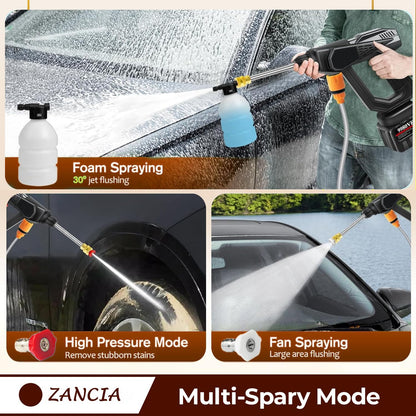 Cordless Car Washer High Pressure Gun - Car Washing 48V Rechargeable Electric Pressure Washer Gun Bike, Car Washing Pump, Portable Car Washer with Adjustable 3 in 1 Nozzle and 5M Pipe. Black GenzVybs