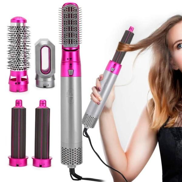 5 in 1 Multifunctional Hair Dryer Styling Tool, Detachable 5-in-1 Multi-Head Hot Air Comb, The Negative Ion Automatic Suction Hair Curler